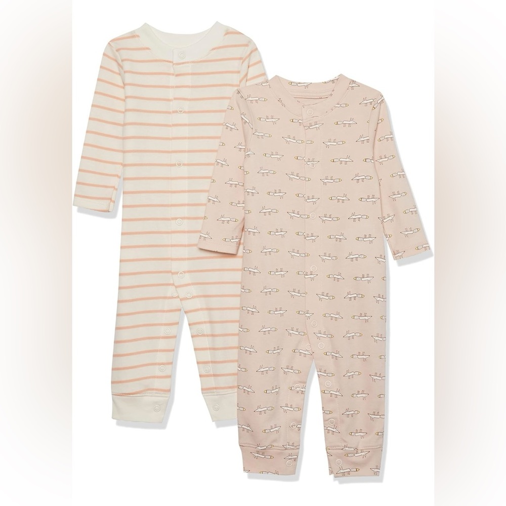 Amazon Aware Unisex Babies' Organic Cotton Footless Coverall, Pack of 2 beige